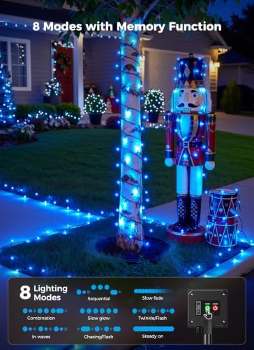 6 Pack 600LED Solar Christmas Lights Outdoor Waterproof, Blue 240 FT