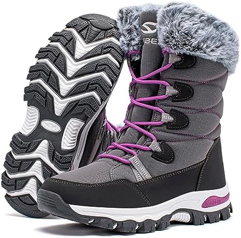 HOBIBEAR Women's Waterproof Winter Snow Boots Lightweight Warm Faux Fur Lined Mid-Calf Booties
