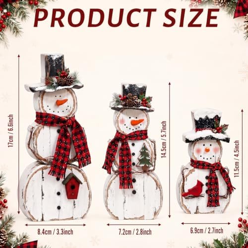 Barydat Snowman Christmas Indoor Decoration Rustic Wooden Table Decor