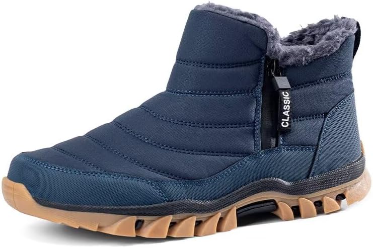 Jakcuz Mens Snow Boots Water-resistant Fur Lined