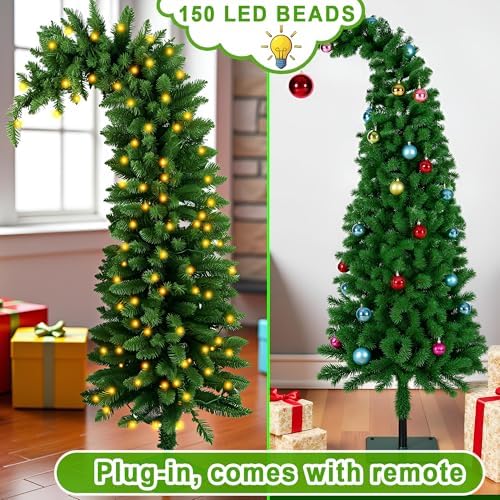 5.8 FT Prelit Artificial Christmas Tree,Xmas Tree Holiday Decor, Dark Green