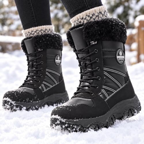 Women's Winter Snow Boots Warm Fur Water Resistant Non Slip Boot
