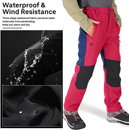 Jessie Kidden Kids Boys Girls Youth Waterproof Hiking Ski Snow Fleece Pants