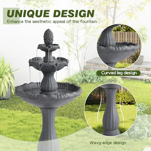 47.4"H Italian Outdoor Garden Water Fountain, Fountain and Waterfall