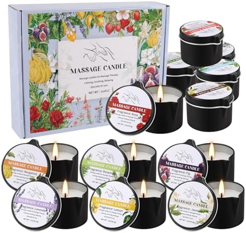 12pcs Massage Oil Candle,Moisturising Natural Soybeans Gift Sets