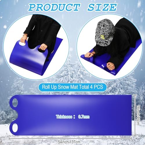Leyndo 4 Pcs 54" Snow Sled Mat Rollup Flexible Lightweight for Adults