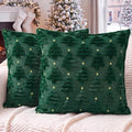 Softalker Christmas Pillow Covers 20x20 Set of 2, Green Xmas Tree Decor