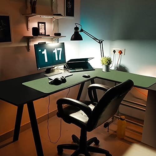 Mydours L-Shape Desk Mat, 46" x 46" x 16" Large PU Leather Corner Mat,Green