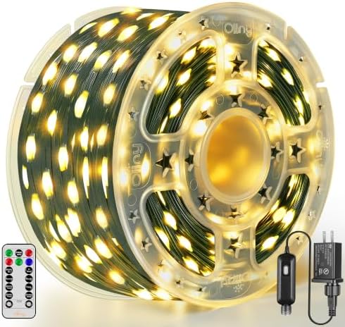 Ollny Christmas Lights 1000 LED 330 FT, IP67 Waterproof Plug in Christmas Tree Lights with Remote, 8 Modes, 3 Timers, Dimmable, House Xmas Indoor Decorations String Light (Warm White)