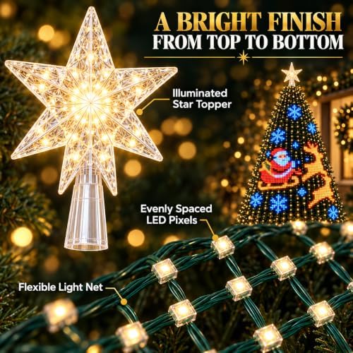 Christmas Tree Pixel Lights, USB Powered Animated Light Show with Remote