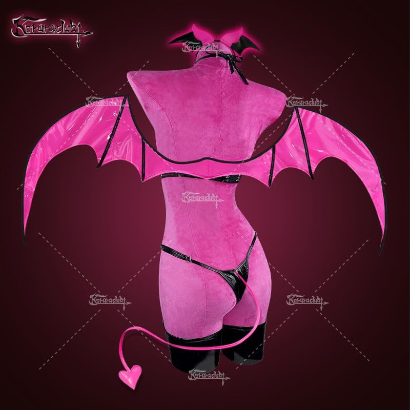 KORURACLUB Succubus Costume PU Devil Cosplay Lingerie Set