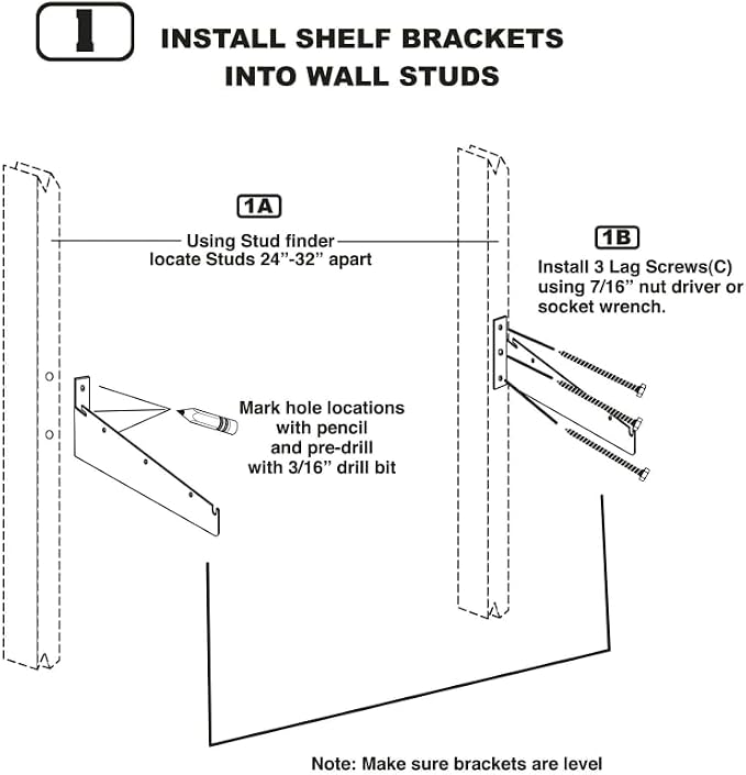 Hyloft 00630 2-Pack Heavy Duty Steel Wall Garage Shelving, 48-Inch X 24-Inch Wall Mounted Shelves for Garage Storage, Low-Profile Brackets, Max Shelf Load 150 Pounds, White Powder Coated Finish