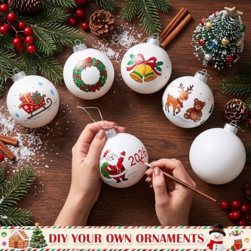 Zubebe 24 Pcs 4 Inch Blank White DIY Christmas Ball Ornaments for Craft