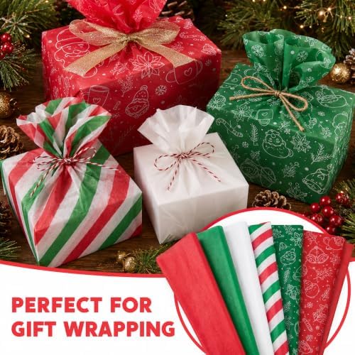Christmas Tissue Paper - 90 Sheets Xmas Wrapping Paper for Gift Bags Boxes