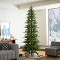 Glitzhome 9ft Prelit Christmas Tree, Cascade Evergreen Slim Fir Artificial Christmas Tree with 500 Strawberry Lights,1468 PE&PVC Branch Tips, 9 Functional Warm White/Multi-Color, Remote Controller