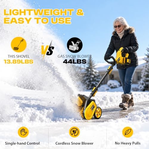 40V Cordless Snow Shovel, 17" Brushless Electric Snow Blower