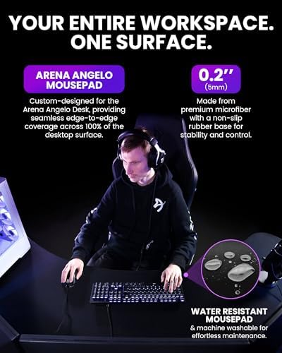 Arozzi Arena Angelo Gaming Desk Pad Pure Black