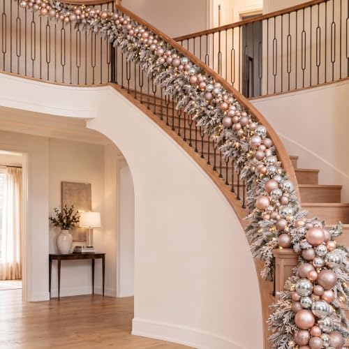 Sosation 29.5Ft Christmas Ball Ornament Garland, Gold, Glossy Matte Glitter