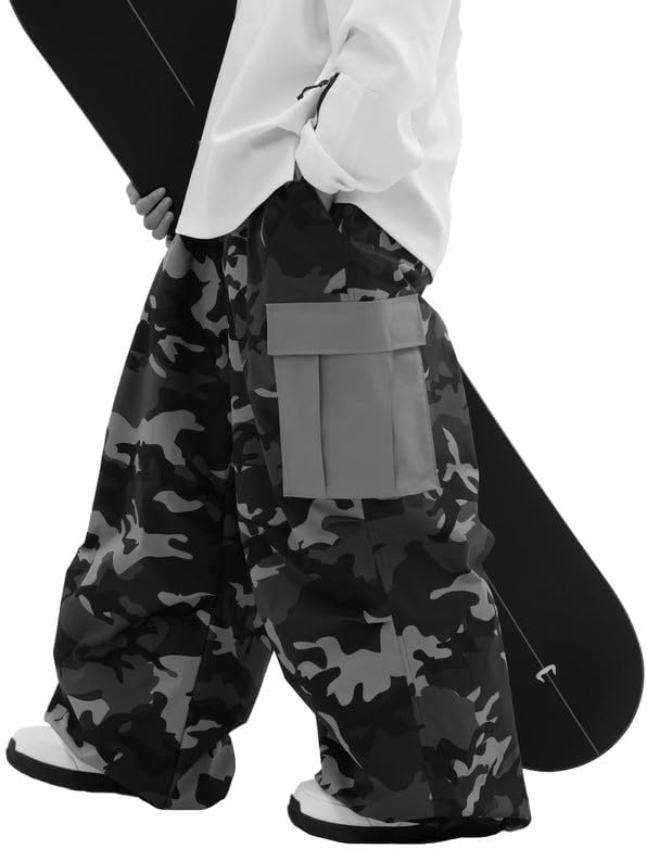 SNOWVERB Loose Fit Snowboard Leopard Ski Snow Baggy Pants for Men and Women