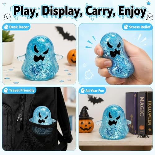Halloween Spooky Super Soft Stress Balls | Squishy Sensory Squeeze Toy Relief Fidget Gift for Women Men Horror Holiday & Birthday Gift Party Favor(Blue)