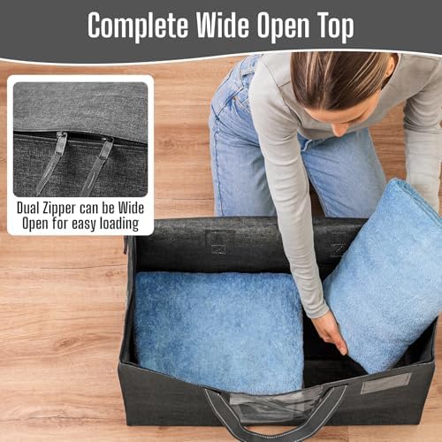 VENO Moving Bags, Wide Open Top, Clear Window, Gray, 10 Pack