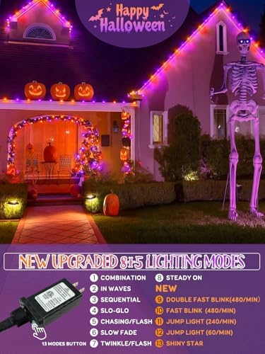 250 LED Linkable C6 Halloween Lights 82FT Outdoor Halloween Lights Decor