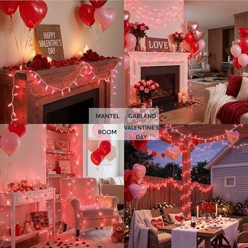 Joiedomi Christmas String Lights Indoor,200(2×100) Mini Pink Light,42.8 FT Lighting Decor for Dorm Classroom Bedroom Holiday Wedding Party Garland Birthday Festival,White Wire