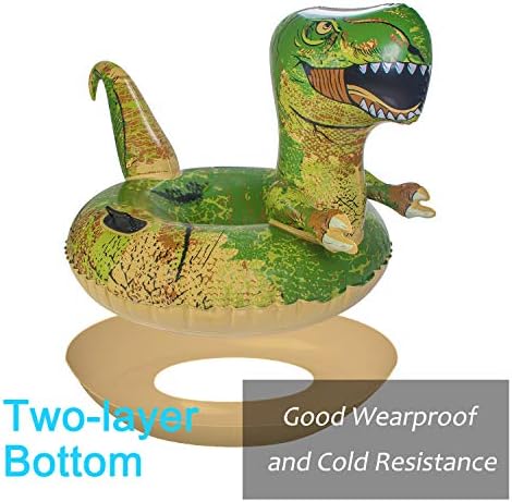 Dinosaur Snow Tube, FindUWill 64.9 inch Large Inflatable Snow Sled with Handles, Heavy Duty Snow Tubes Sledding for Kids and Adults (Reinforced Double-Layers Bottom)