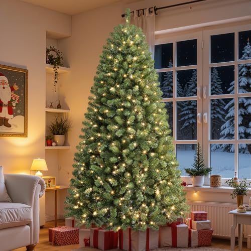 7FT Artificial Prelit Classic Christmas Tree with Remote Control,Timer