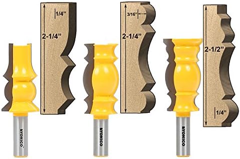 YONICO Router Bits Crown Molding Set 3 Bit 1/2-Inch Shank 16320