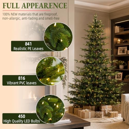 7.5ft Prelit Layer Christmas Tree with 450 Warm White LEDs