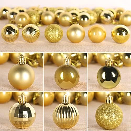Gold 2.5" Christmas Balls Christmas Tree Decoration Ornaments Shatterproof Hanging Balls for Birthday Halloween Holiday Wedding Decorations Set of 36pcs