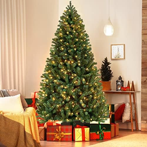 Yaheetech 7.5ft Pre-lit Christmas Tree with 550 Warm White Lights, Green