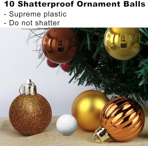 Bronze & Gold 3.2" Large Christmas Balls - Christmas Tree Decoration Ornaments Shatterproof Hanging Balls for Birthday Halloween Holiday Wedding Decorations Set of 10pcs