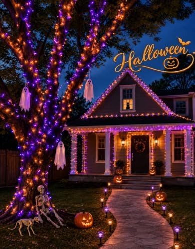 LitHome 34 Colors Solar String Lights Outdoor with Remote, 33 FT 100 LED