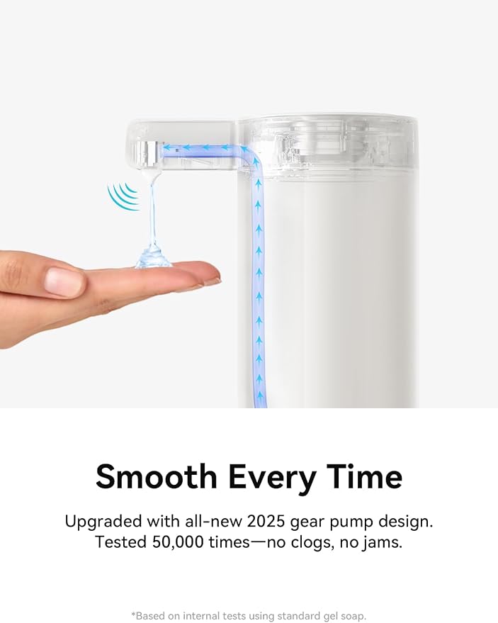 SUNLY Touchless Automatic Soap Dispenser – Clog-Free Pump, Fast Sensor, USB-C Rechargeable, Smudge-Resistant Stainless Steel, for Kitchen & Bathroom Soap Dispenser, White