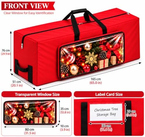 2 Pack Christmas Tree Storage Bags with Mesh Pocket and Clear Window