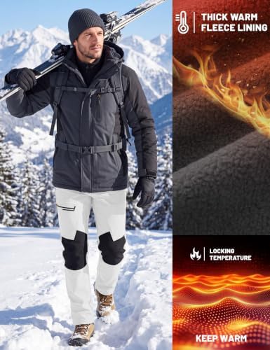 TACVASEN Men's Winter Snow Ski Pants Fleece Lined Waterproof Hiking Work
