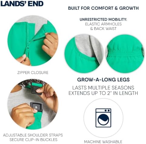 Lands' End Unisex Kids Squall Waterproof Adjustable Insulated Iron Knee Snow Bib Overalls