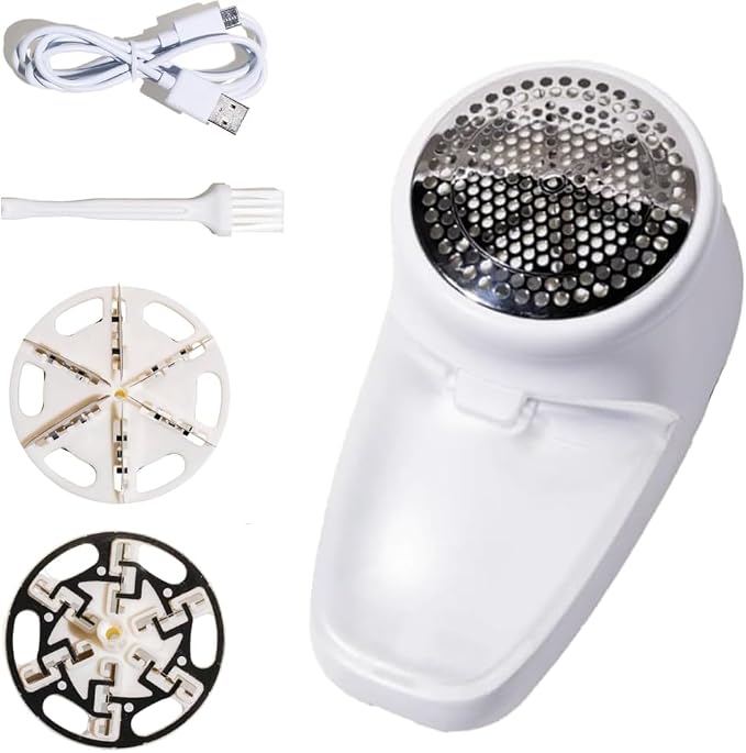 Nori Trim Fabric Shaver - Lint Remover for Clothes & Furniture - White | Couch pilling, sweater pill remover, clothes shaver with 6 precision blades, wireless and rechargeable