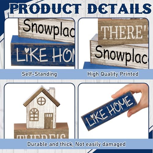 Lineshading 4 Pcs Wood Block Signs Farmhouse Tiered Tray Stacked House