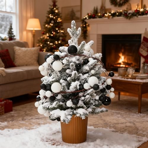 2 Pcs 6 ft Christmas Ball Ornament Garland, Black, White