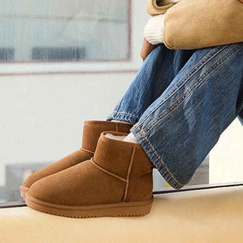 DREAM PAIRS Women's Genuine Suede Winter Mini Snow Boots