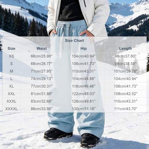 Xiaojmake Men's Baggy Snow Pants Zip Pocket Outdoor Winter Ski Trousers