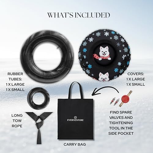 Snow Tube for Adults & Kids | Heavy-Duty Inflatable Snow Tube with Super Slick Base, Freeze-Proof 1000D Base | Durable Snow Tubes for Kids | Snow Dog Series
