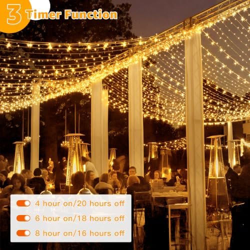 Guhope Christmas String Lights 1200LED 196FT, 8 Modes Dimmable Fairy Lights with Remote and Timer, Waterproof Warm Christmas Lights for Indoor Outdoor Bedroom Wedding Party Holiday Decor (Warm White)