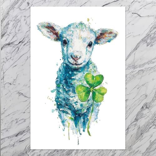 JDBeehpy Rural Farm Animal Art Prints Watercolor Lamb Painting Prints Farm Nursery Art Prints Farm Decoration Barn Animal (Unframed, Canvas Only) Wall Decoration 08x12inch(20x30cm)
