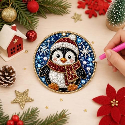6PCS Christmas Ornaments DIY Pearl Diamond Art Kits for Adult Holiday