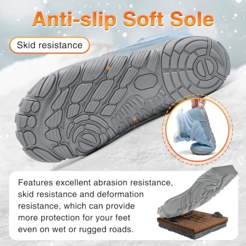 Womens Mens Barefoot Boots Shoes Minimalist Winter Snow Boots Warm Ankle Booties Zero Drop Sole Wide Toe Box Slip on Sneakers