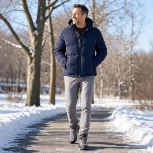 FitVille Men's Winter Boots Extra Wide, Water Resistant with Side Zipper, Non-Slip Warm Insulated Snow Outdoor Boots, Easy On/Off Comfortable
